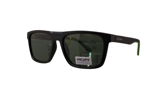Escape EL070 black frame sunglasses with green detail side view stylish frame