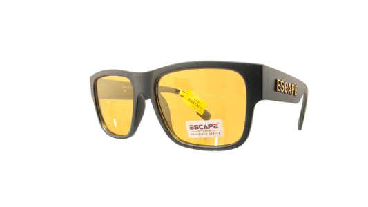 Escape EL103 matte black frame sunglasses yellow lens side view sporty eyewear