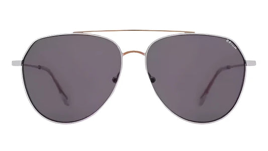 Opium OP1785 C03 aviator sunglasses, front view with sleek silver frame and dark lenses.
