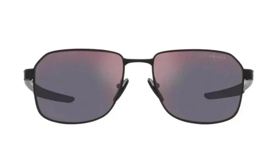 Front-facing view of PRADA SPS 54W DG0 10A sunglasses highlighting the bold frame and luxury finish.