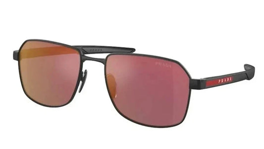 Angled view of PRADA SPS 54W DG0 10A sunglasses showcasing the sleek square frame and gradient lenses.