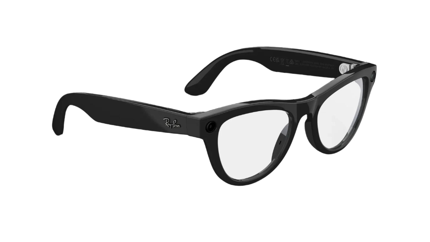 Black Ray-Ban meta skyler sunglasses on a white background