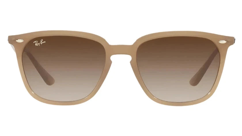 Front view of Ray-Ban RB4362 616613 sunglasses with matte Havana frame and brown gradient lenses.