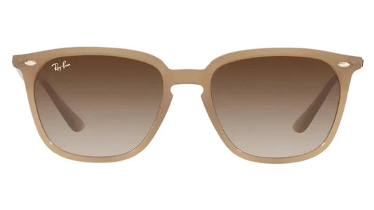Front view of Ray-Ban RB4362 616613 sunglasses with matte Havana frame and brown gradient lenses.