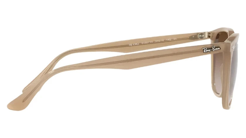 Close-up of Ray-Ban RB4362 616613 temple arms, showcasing sleek design and premium finish.