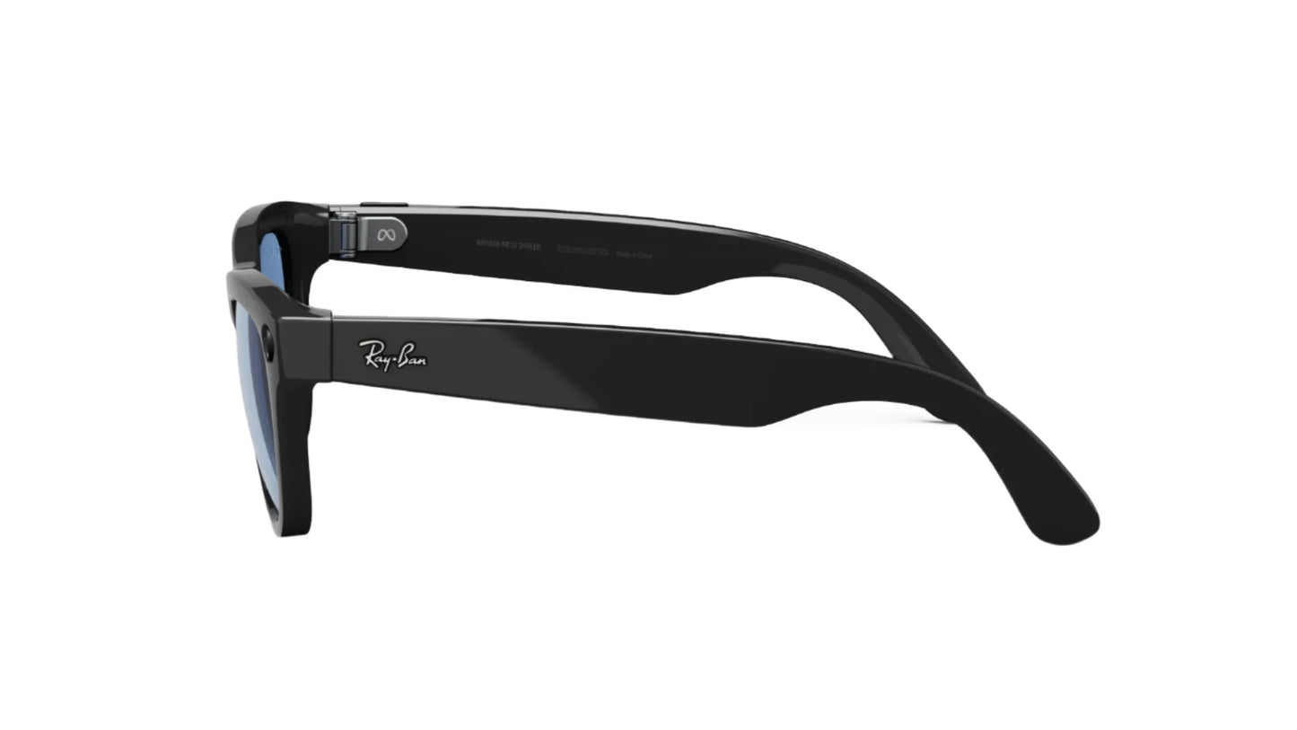 Black Ray-Ban Meta Skyler sunglasses on a white background