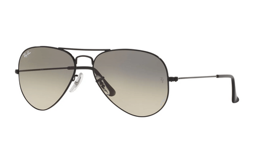 Ray-Ban RB3025I 002/32 58 sunglasses rear view displaying temple tips, adjustable nose pads, and classic aviator design.