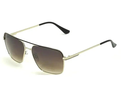 Angled view of IDEE S2789 C1 sunglasses showcasing gradient brown lenses and gold frame.