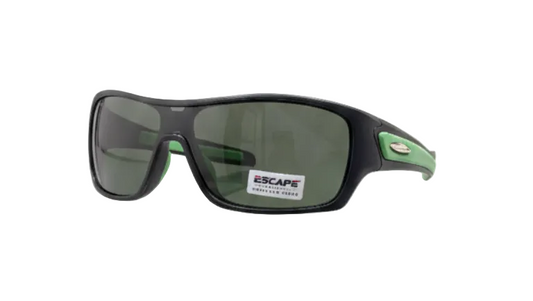 Escape EL099 shiny black green polarised sunglasses sporty dual tone frame