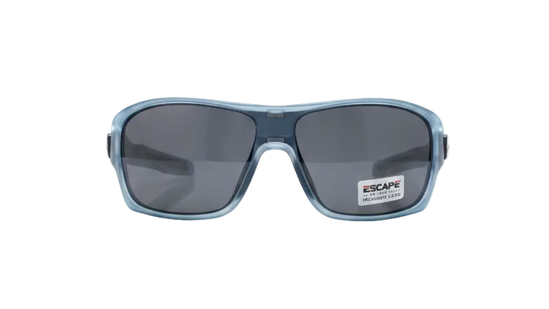 Escape EL099 polarised transparent blue sunglasses front view premium wrap UV protection eyewear