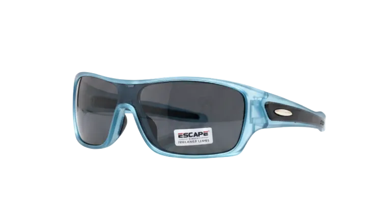 Escape EL099 transparent blue polarised sunglasses sporty wrap frame lightweight comfort