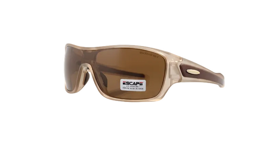 Escape EL099 transparent brown polarised sunglasses sporty lightweight wrap frame