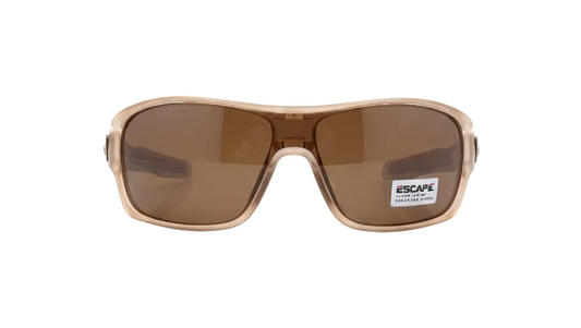 Escape EL099 polarised transparent brown sunglasses front view premium wrap UV protection eyewear