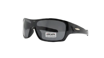 Escape EL099 shiny black polarised sunglasses side view sporty lightweight frame