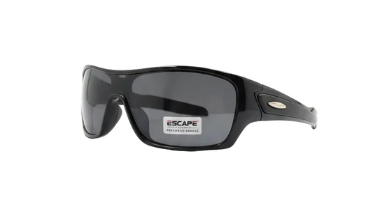 Escape EL099 shiny black polarised sunglasses side view sporty lightweight frame