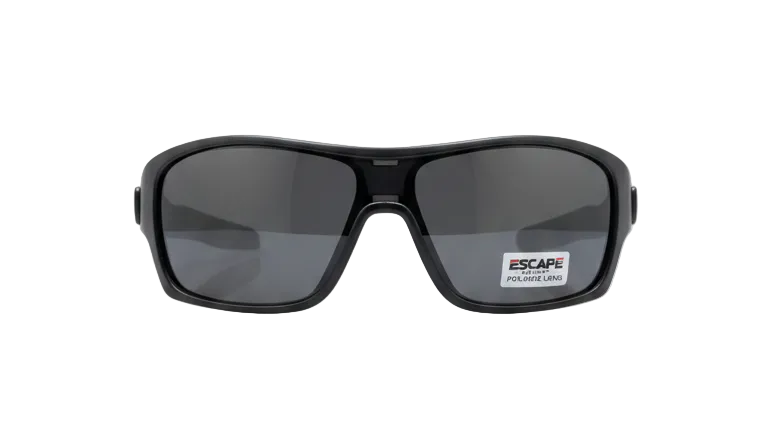 Escape EL099 polarised matte black sunglasses front view premium wrap UV protection eyewear