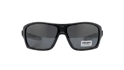 Escape EL099 polarised matte black sunglasses front view premium wrap UV protection eyewear