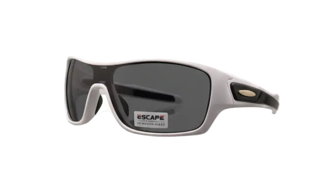 Escape EL099 white polarised sunglasses sporty wrap frame lightweight comfort