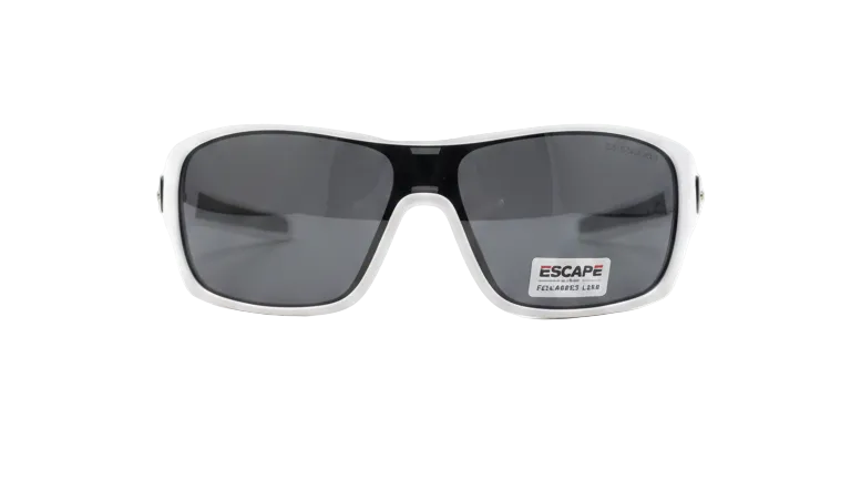 Escape EL099 polarised white sunglasses front view premium wrap UV protection eyewear