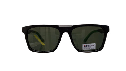 Escape EL070 black wayfarer sunglasses bback red accent front view UV protection eyewear