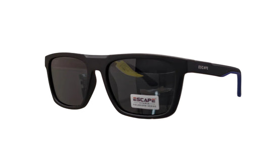 Escape EL070 black frame sunglasses blue detail side view stylish wayfarer frame