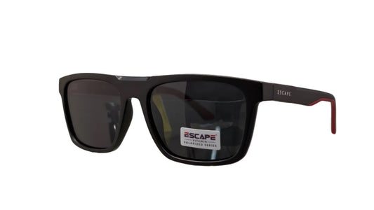 Escape EL070 black frame sunglasses red detail side view stylish wayfarer frame