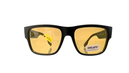 Escape EL103 matte black wayfarer sunglasses yellow lens front view