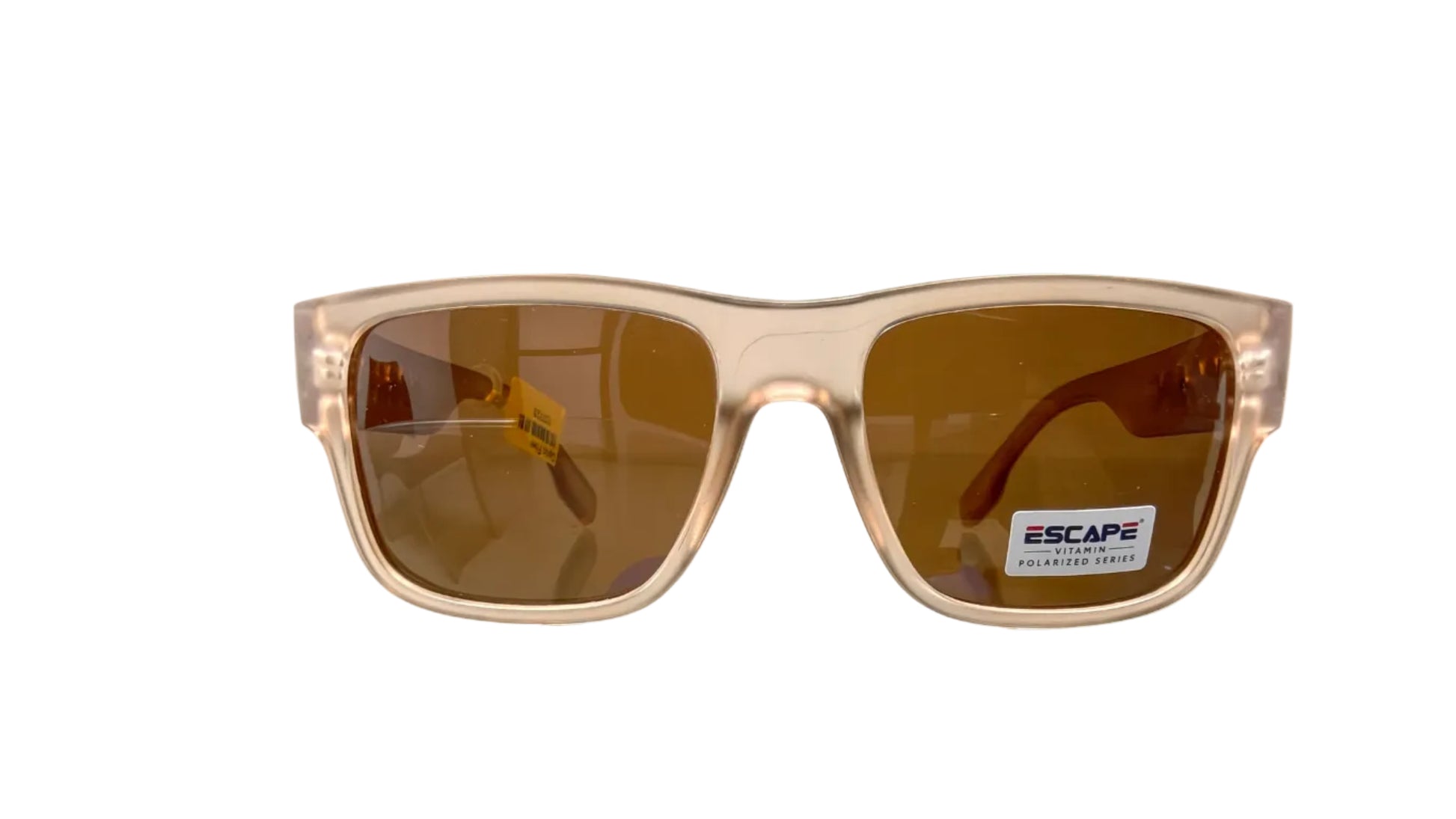 Escape EL103 matte peach wayfarer sunglasses brown lens front view UV protection eyewear