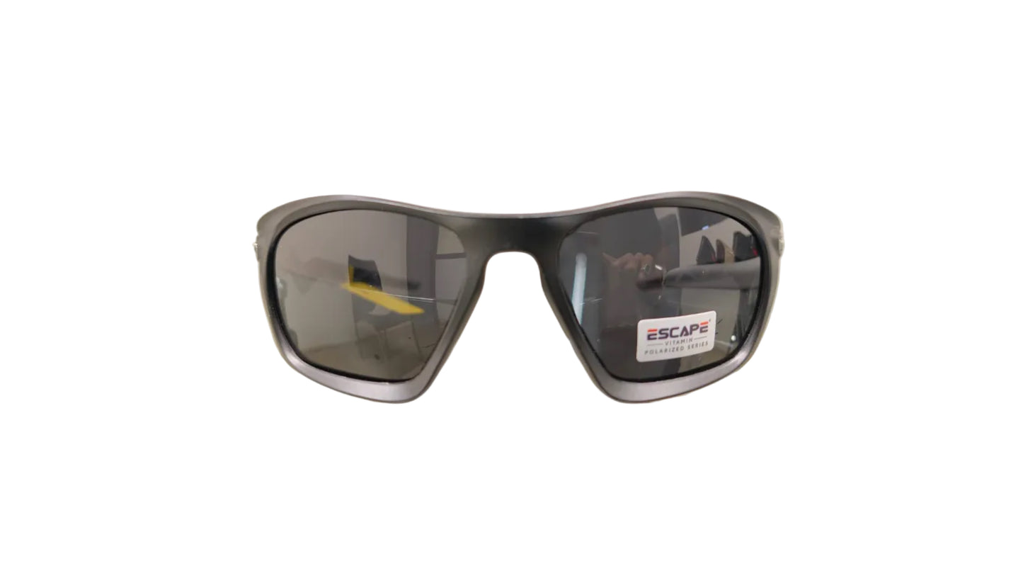 Escape EL105 matte black polarised sports sunglasses front view riding eyewear