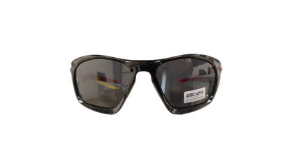 Escape EL105 shiny black polarised sports sunglasses front view riding eyewear