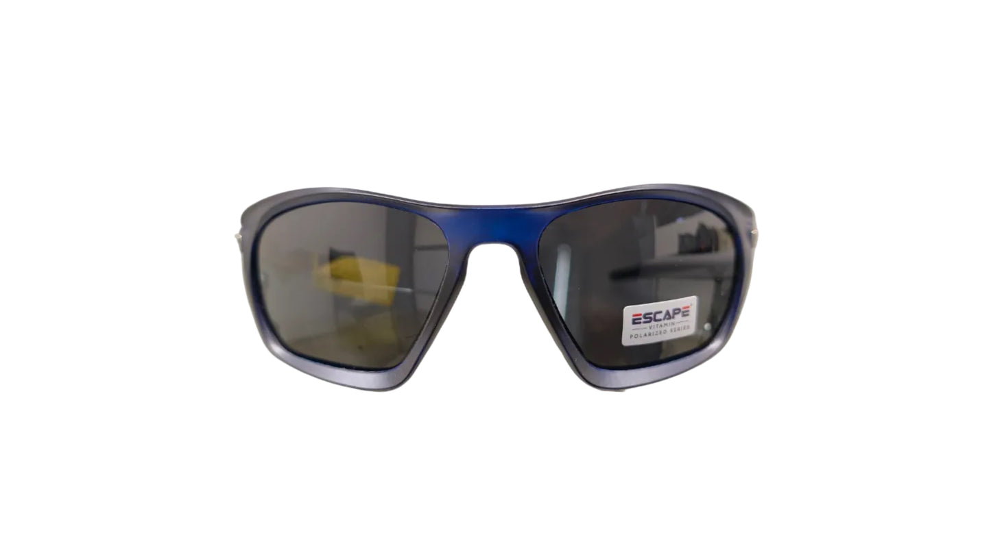 Escape EL105 blue polarised sports sunglasses front view riding eyewear