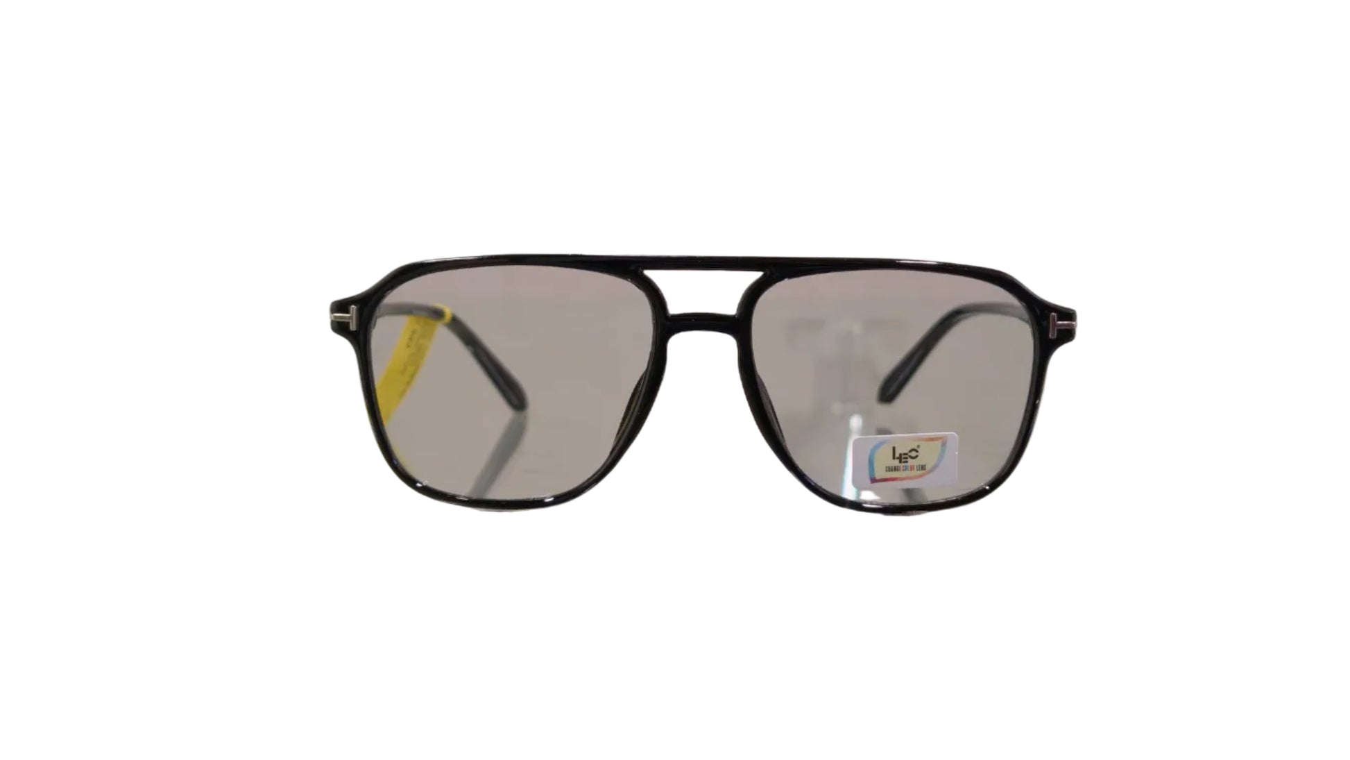 Leo LCC 28032 shinny black aviator sunglasses grey photochromatic lens