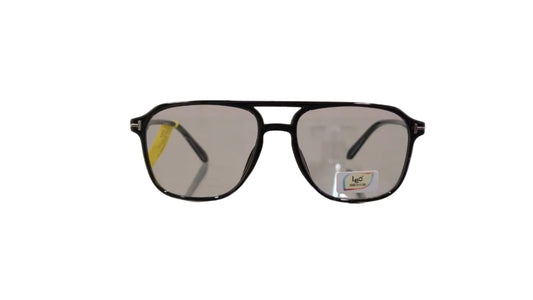 Leo LCC 28032 shinny black aviator sunglasses grey photochromatic lens