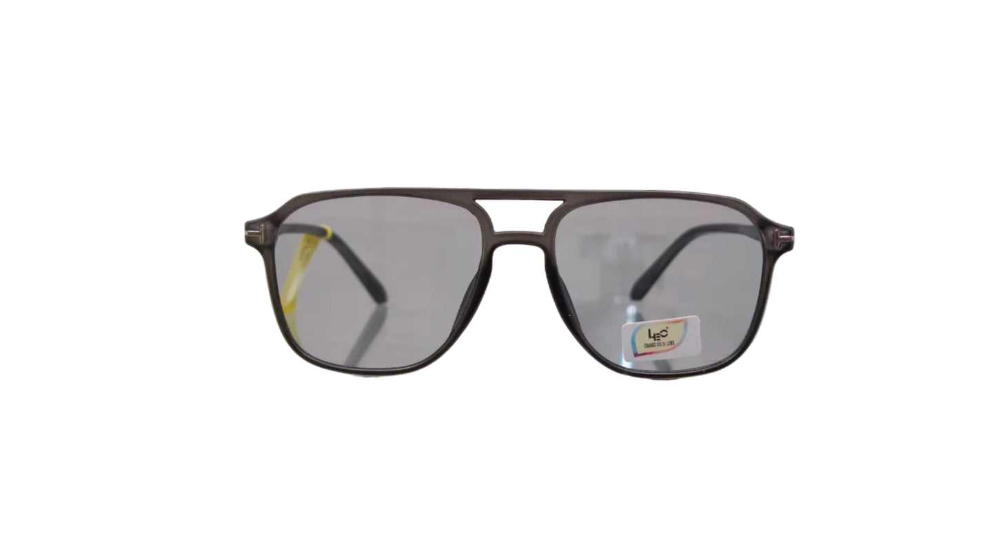 Leo matte black aviator sunglasses grey photochromatic lenses LCC 28032