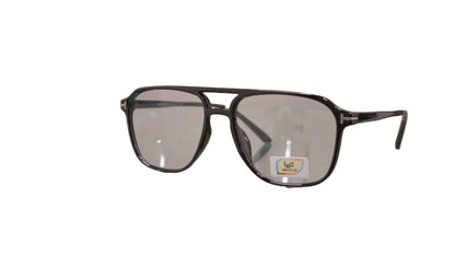 Leo LCC 28032 aviator sunglasses black frame grey tint lens