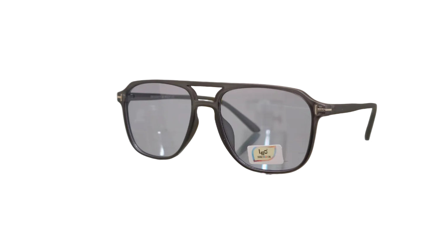 Leo LCC 28032 matte black grey tint aviator sunglasses angled