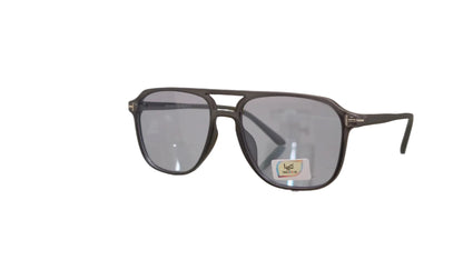 Leo LCC 28032 matte black grey tint aviator sunglasses angled