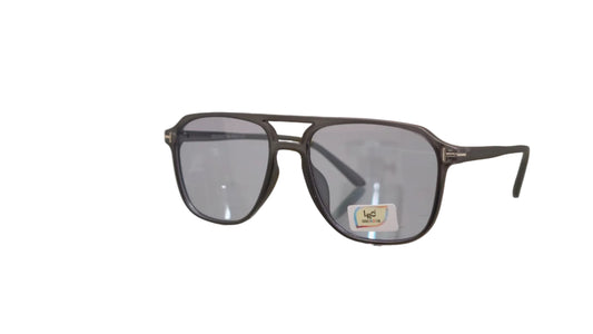 Leo LCC 28032 matte black grey tint aviator sunglasses angled