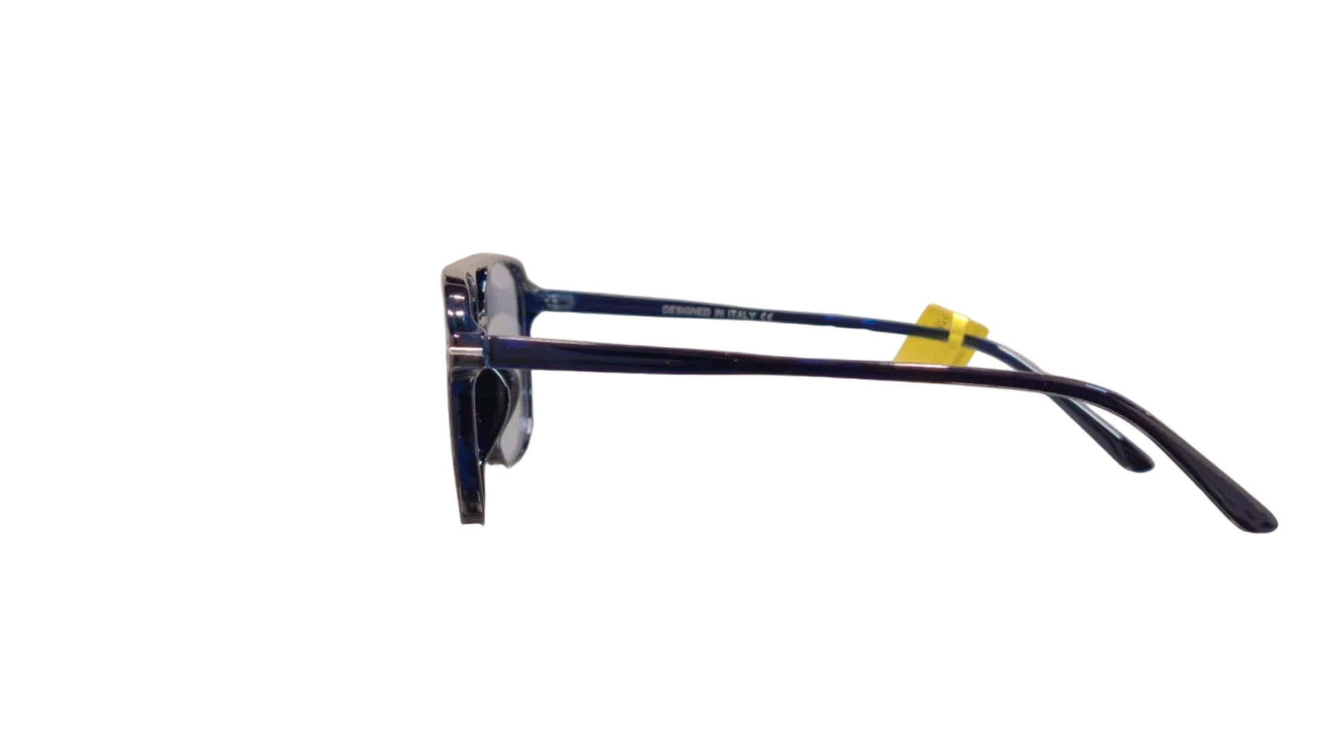 Leo black frame blue tint aviator sunglasses side angle