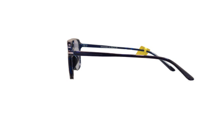 Leo black frame blue tint aviator sunglasses side angle