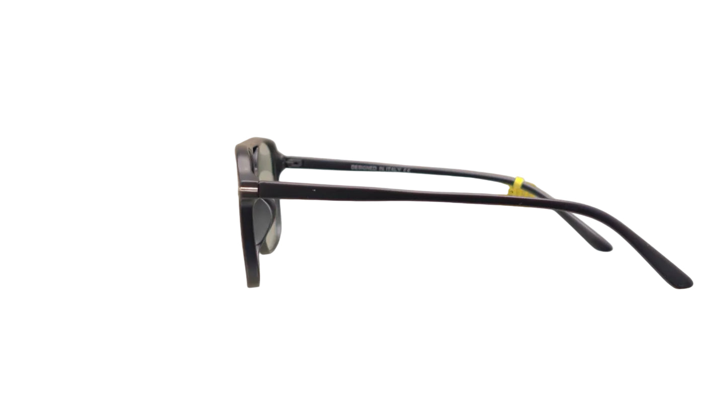 Leo matte black green tint aviator sunglasses side profile