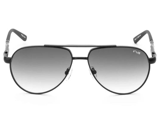 A front-facing view of IRUS S1301 C1 sunglasses, displaying their sleek and timeless aesthetic.