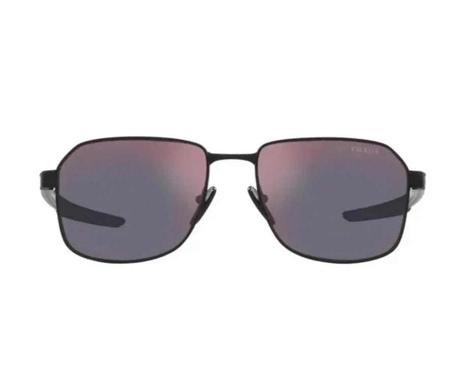 Front-facing view of PRADA SPS 54W DG0 10A sunglasses highlighting the bold frame and luxury finish.