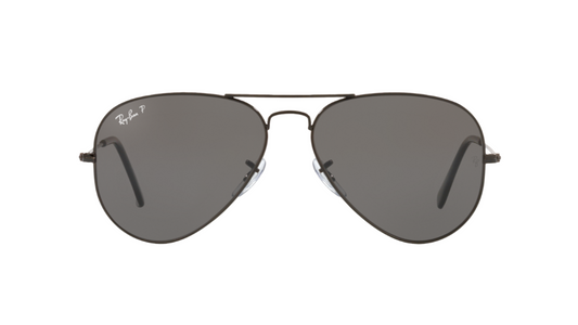 Aviator sunglasses with dark lenses on a white background