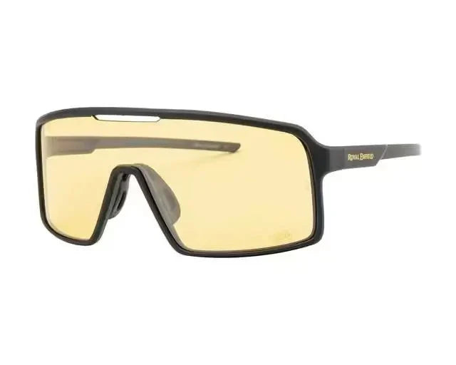 Royal Enfield RE 20020 C05 sunglasses with sporty design and wraparound amber lenses — angled view.