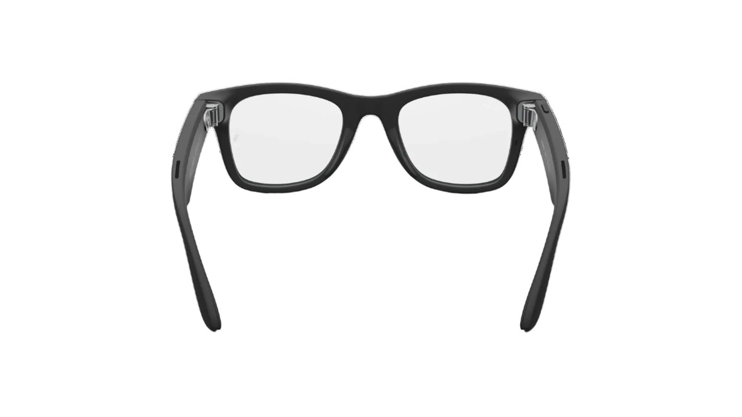 Black eyeglasses on a light gray background