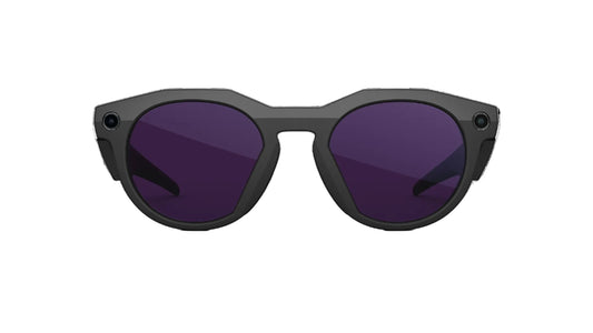 Black sunglasses with dark lenses on a white background