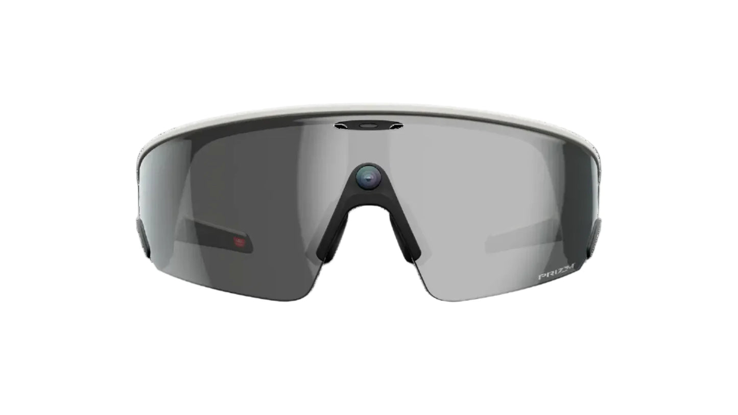 Sunglasses with a reflective lens on a white background