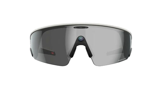 Sunglasses with a reflective lens on a white background