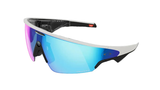 Sunglasses with blue and pink lenses on a white background